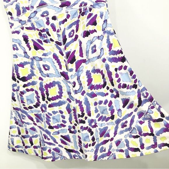 Title Nine White Purple Abstract Sleeveless A-Line Athletic Athleisure Dress - Picture 5 of 14